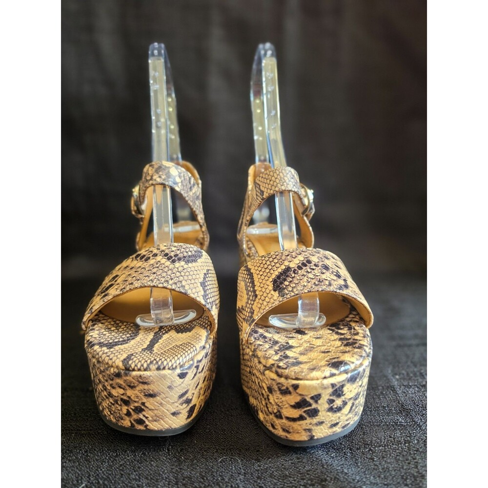 Aquatalia Size 8 Snake Print Leather Platform Sandals Neutral Diani NWOB - Picture 2 of 11